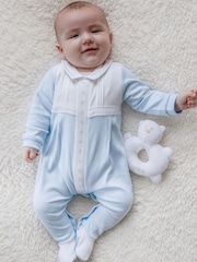 Emile Et Rose Blue Matthew - All-In-One With Pleated Yoke & Embroidery - Image 1 of 4