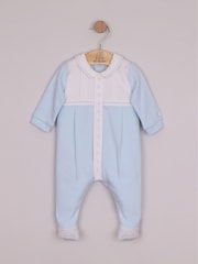 Emile Et Rose Blue Matthew - All-In-One With Pleated Yoke & Embroidery - Image 2 of 4