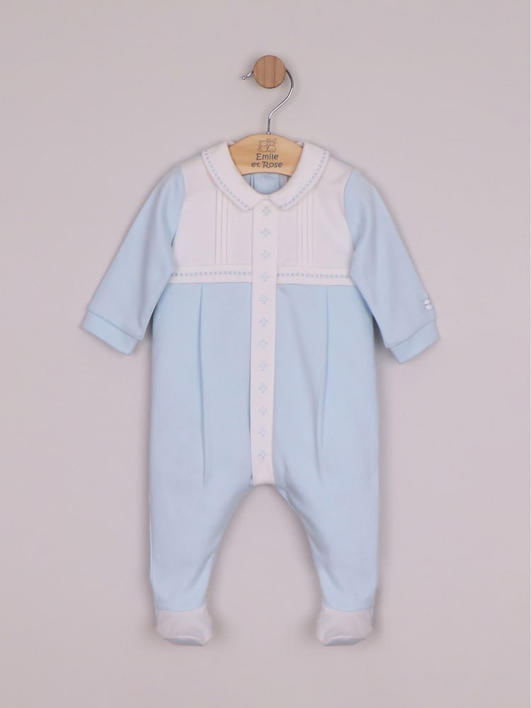 Emile Et Rose Blue Matthew - All-In-One With Pleated Yoke & Embroidery - Image 2 of 4