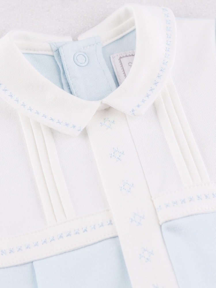 Emile Et Rose Blue Matthew - All-In-One With Pleated Yoke & Embroidery - Image 4 of 4