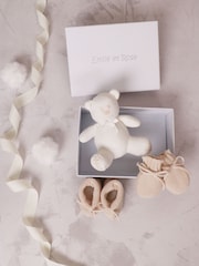 Emile Et Rose Natural Kelsey Knitted Mitt Boottee & Toy Gift Set - Image 1 of 2