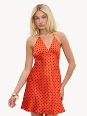 LOAVIES Red Everlasting Love Mini Dress With Dark Red Polka Dots - Image 1 of 4