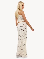 LOAVIES Enchanted Hideaway Maxi Skirt With Brown Polka Dots - صورة 2 من 5