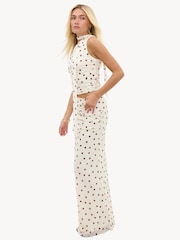 LOAVIES Enchanted Hideaway Maxi Skirt With Brown Polka Dots - صورة 3 من 5