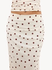LOAVIES Enchanted Hideaway Maxi Skirt With Brown Polka Dots - صورة 4 من 5
