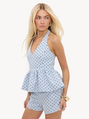 Pantaloni scurți LOAVIES Enchanted Echo cu buline maro - Imaginea 4 din 5