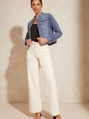 Love & Roses Mid Wash Ruffle Collar Denim Jacket - Image 3 of 4