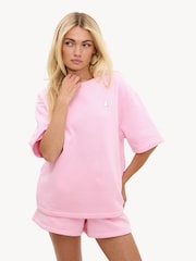 LOAVIES Pink Daydream Believer T-Shirt With Silver Logo - Image 1 of 4