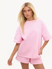 LOAVIES Pink Daydream Believer T-Shirt With Silver Logo - Image 3 of 4