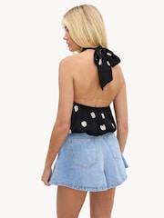 LOAVIES White Go Your Own Way Halter Top With Polka Dots - Image 2 of 4