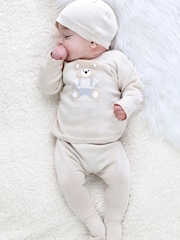 Bleu - Emile Et Rose Marco - Two-Piece en maille avec motif peluche, Leggings et amp; Chapeau - Image 1 de 8
