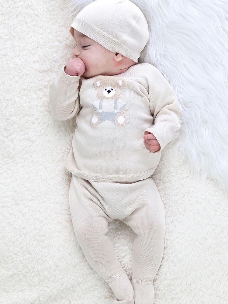 Bleu - Emile Et Rose Marco - Two-Piece en maille avec motif peluche, Leggings et amp; Chapeau - Image 1 de 8 Bleu - Emile Et Rose Marco - Two-Piece en maille avec motif peluche, Leggings et amp; Chapeau - Image 1 de 8