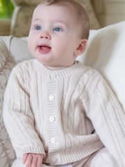 Natural - Emile Et Rose Morgan - Niniting na Cardigan na may Disenyo ng Kable - Larawan 1 ng 4