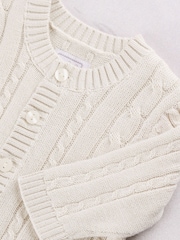 Natural - Emile Et Rose Morgan - Niniting na Cardigan na may Disenyo ng Kable - Larawan 4 ng 4