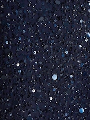 Quiz Navy Blue Sequin V Neck Batwing Maxi Dress - Image 4 of 4