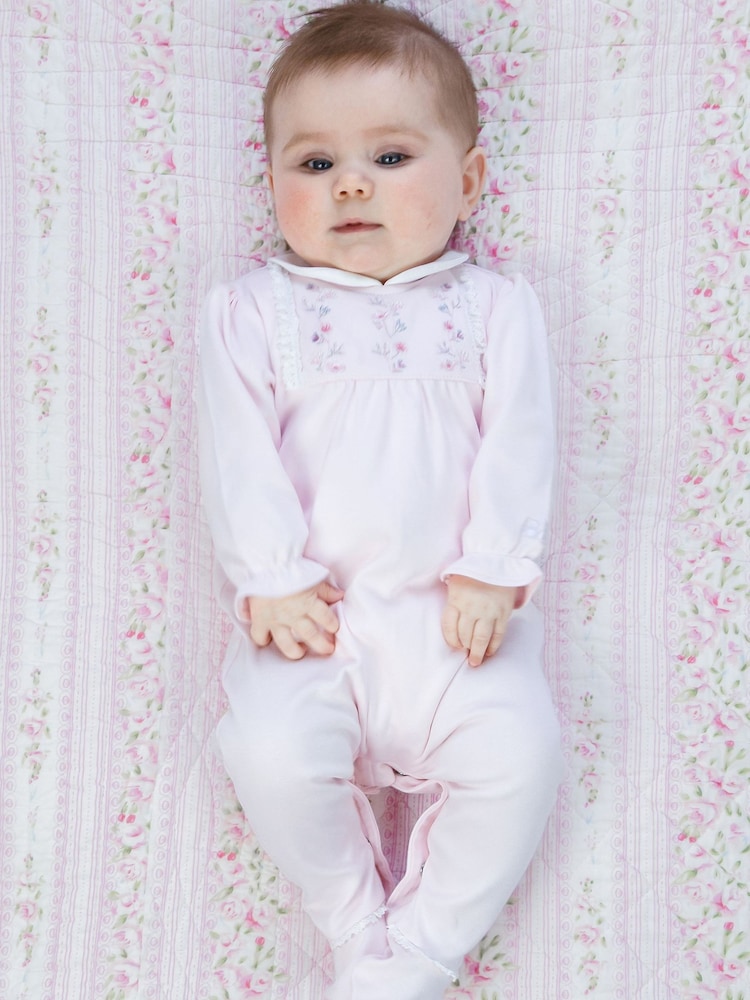 Emile Et Rose Pink Madeleine - All-In-One With Embroidered Yoke, Lace Trim & Collar - Image 1 of 4