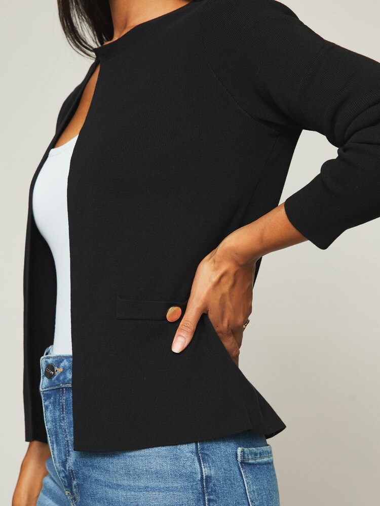 Lipsy Black Long Sleeve Crew Neck Cardigan - Image 4 of 4 Lipsy Black Long Sleeve Crew Neck Cardigan - Image 4 of 4