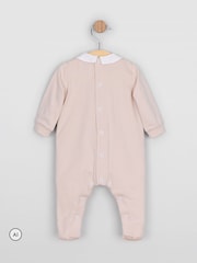 Emile Et Rose Natural Miles - All-In-One With Pleated Mock Front Opening & Bear Embroidery - Image 3 of 4