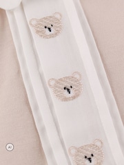 Emile Et Rose Natural Miles - All-In-One With Pleated Mock Front Opening & Bear Embroidery - Image 4 of 4