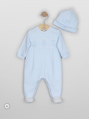 Emile Et Rose Blue Miller - All-In-One With Pleated Panel, Embroidery & Hat - Image 2 of 4
