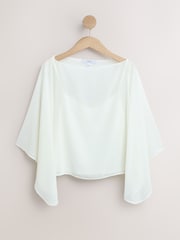 Cream Sheer Layer Cape Sleeve Top with Cami - Image 5 of 7