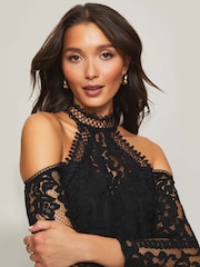 Lipsy Black Long Sleeve Cold Shoulder Top - Image 4 of 4