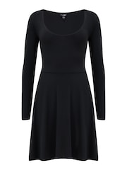Pour Moi Black Bailey Slinky Recycled Jersey Skater Dress - Image 3 of 5