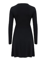 Pour Moi Black Bailey Slinky Recycled Jersey Skater Dress - Image 4 of 5