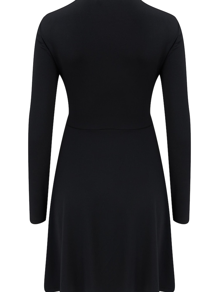 Pour Moi Black Bailey Slinky Recycled Jersey Skater Dress - Image 5 of 5