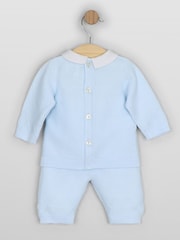 Emile Et Rose Blue Malachi - Knitted Two-Piece with Diamond Design & Hat - Image 3 of 7