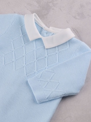 Emile Et Rose Blue Malachi - Knitted Two-Piece with Diamond Design & Hat - Image 5 of 7