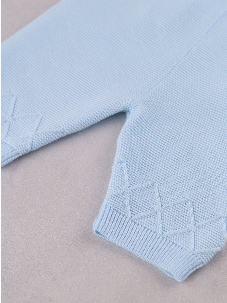 Emile Et Rose Blue Malachi - Knitted Two-Piece with Diamond Design & Hat - Image 7 of 7 Emile Et Rose Blue Malachi - Knitted Two-Piece with Diamond Design & Hat - Image 7 of 7