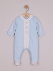 Emile Et Rose Blue Miles - All-In-One With Pleated Mock Front Opening & Bear Embroidery - Image 2 of 4