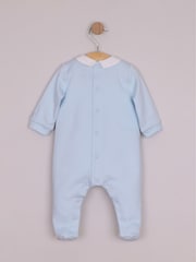 Emile Et Rose Blue Miles - All-In-One With Pleated Mock Front Opening & Bear Embroidery - Image 3 of 4
