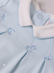 Emile Et Rose Blue Miles - All-In-One With Pleated Mock Front Opening & Bear Embroidery - Image 10 of 10