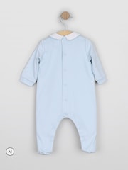 Emile Et Rose Blue Miles - All-In-One With Pleated Mock Front Opening & Bear Embroidery - Image 4 of 10