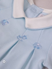 Emile Et Rose Blue Miles - All-In-One With Pleated Mock Front Opening & Bear Embroidery - Image 7 of 10