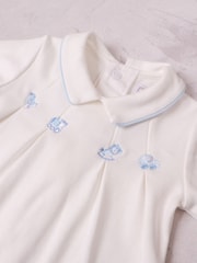 Emile Et Rose Blue Miles - All-In-One With Pleated Mock Front Opening & Bear Embroidery - Image 8 of 10