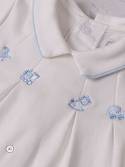 Emile Et Rose Blue Miles - All-In-One With Pleated Mock Front Opening & Bear Embroidery - Image 9 of 10