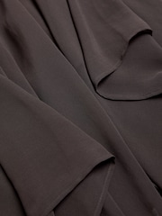 Chocolate Brown Sheer Layer Cape Sleeve Top with Cami - Image 7 of 7
