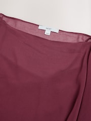Wine Sheer Layer Cape Sleeve Top with Cami - Image 6 of 7