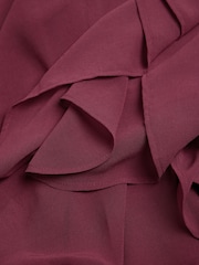 Wine Sheer Layer Cape Sleeve Top with Cami - Image 7 of 7