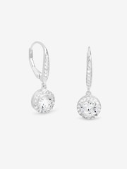 Simply Silver 925 Sterling Silver Brilliant Round Clara Halo Drop Earrings - Image 1 of 1