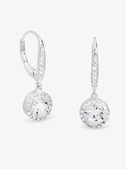 Simply Silver 925 Sterling Silver Brilliant Round Clara Halo Drop Earrings - Image 2 of 2