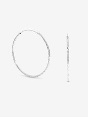Simply Silver 925 Sterling Silver 40mm Diamond Cut Sleepers Earrings - Image 1 of 1