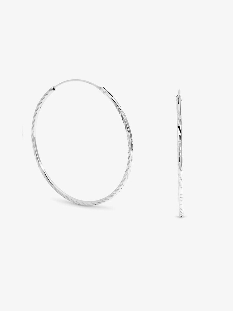 Simply Silver 925 Sterling Silver 40mm Diamond Cut Sleepers Earrings - Image 2 of 2