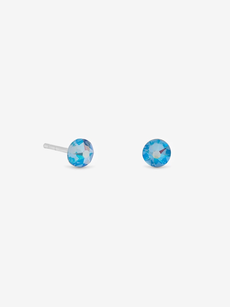 Plata de ley 925 - Pendientes de botón Simply Silver 4mm con zafiro claro - Imagen 1 de 1