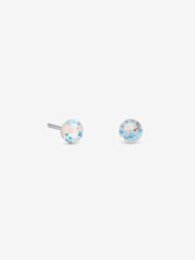 925 Ópalo blanco de plata - Pendientes de botón Simply Silver 4mm con zafiro claro - Imagen 3 de 3