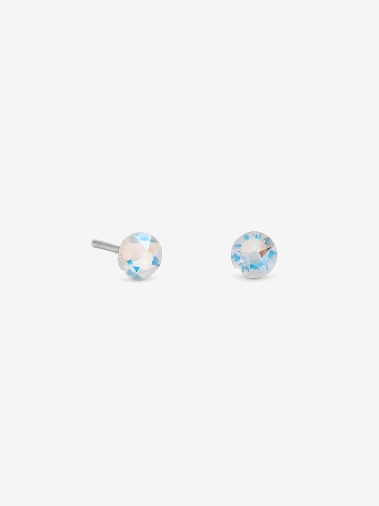 925 Ópalo blanco de plata - Pendientes de botón Simply Silver 4mm con zafiro claro - Imagen 3 de 3