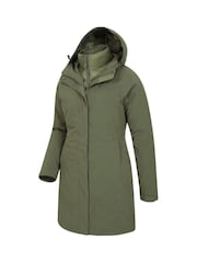 Mountain Warehouse Khaki Green Alaskan Womens 3 In 1 Long Coat - Image 3 of 5
